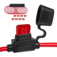 GENERICO - Pack 10 Porta Fusible Tipo Ato Con Tapa Y Fusible 10a