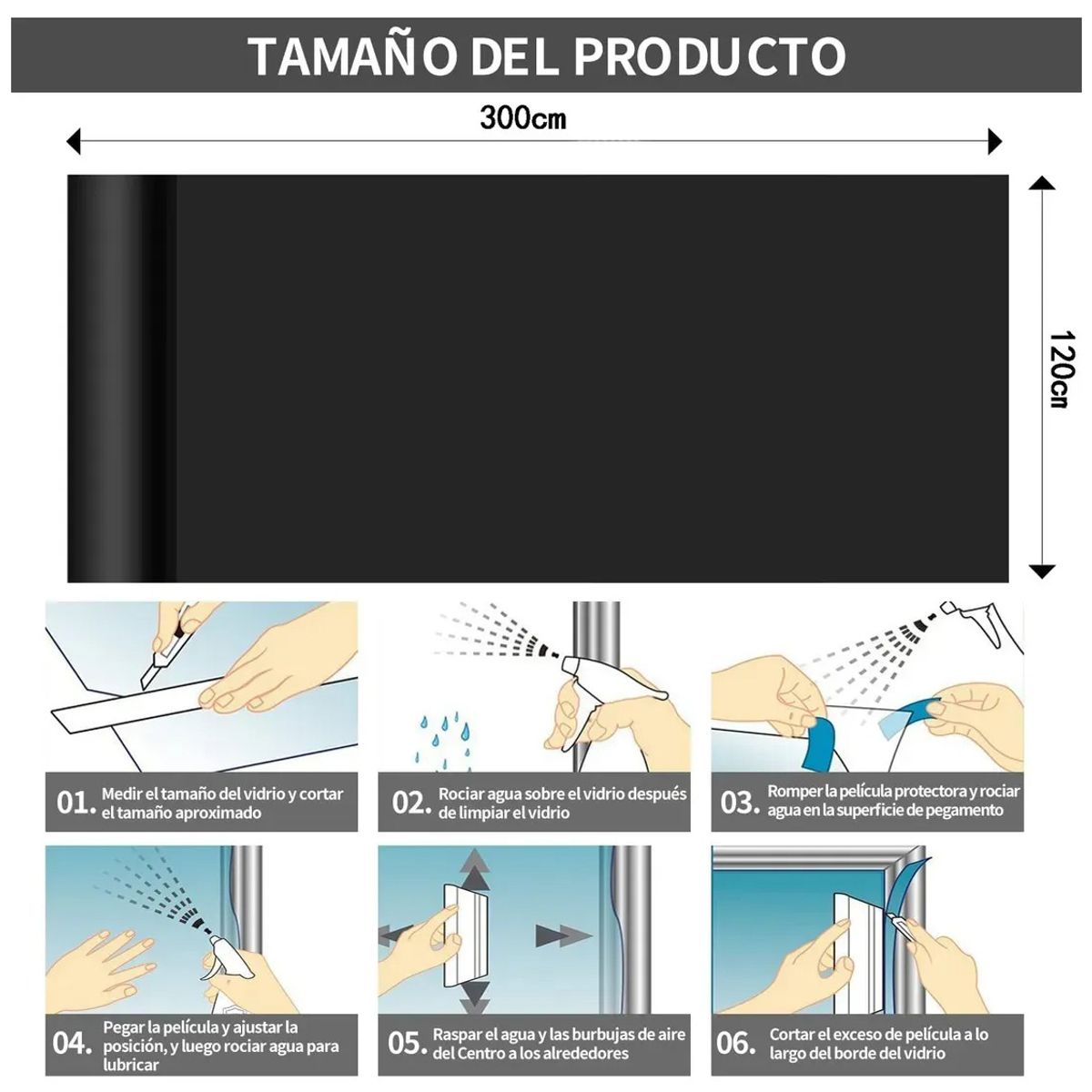 GENERICO - Lamina Film Polarizado Espejo Negro Profesional 1.2x3 M