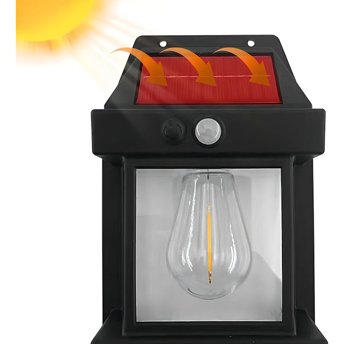 GENERICO - Farol Solar Pared Sensor Movimiento Luz Cálida Exterior Negro