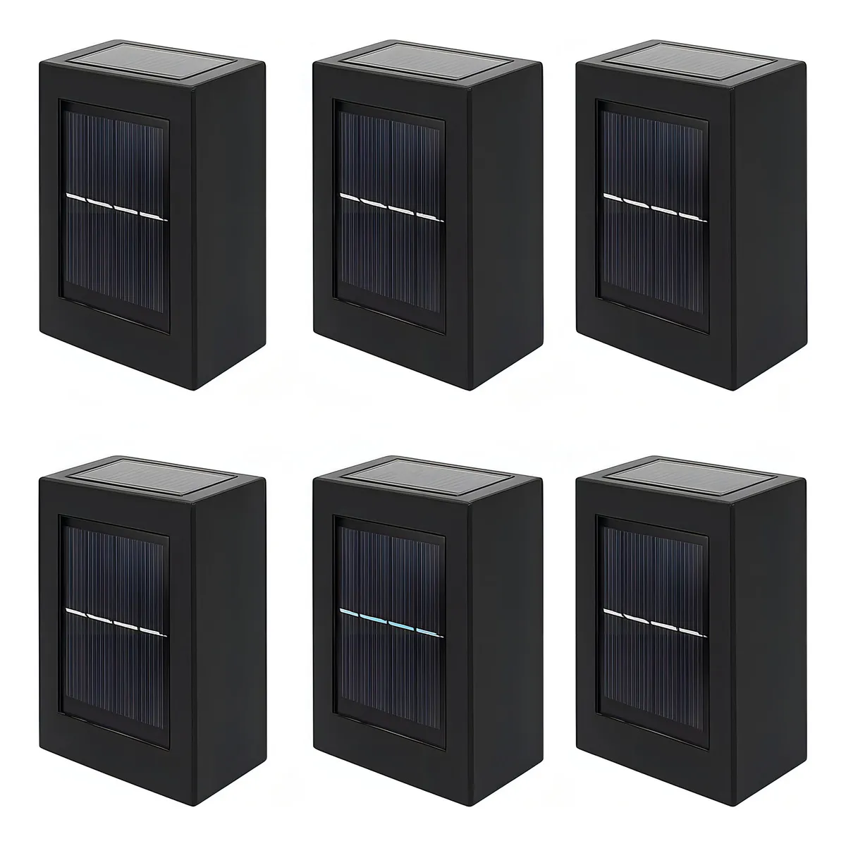 GENERICO - Pack 6 Foco Luz Aplique Solar Led Pared Exterior Luz Fria Estructura Negro