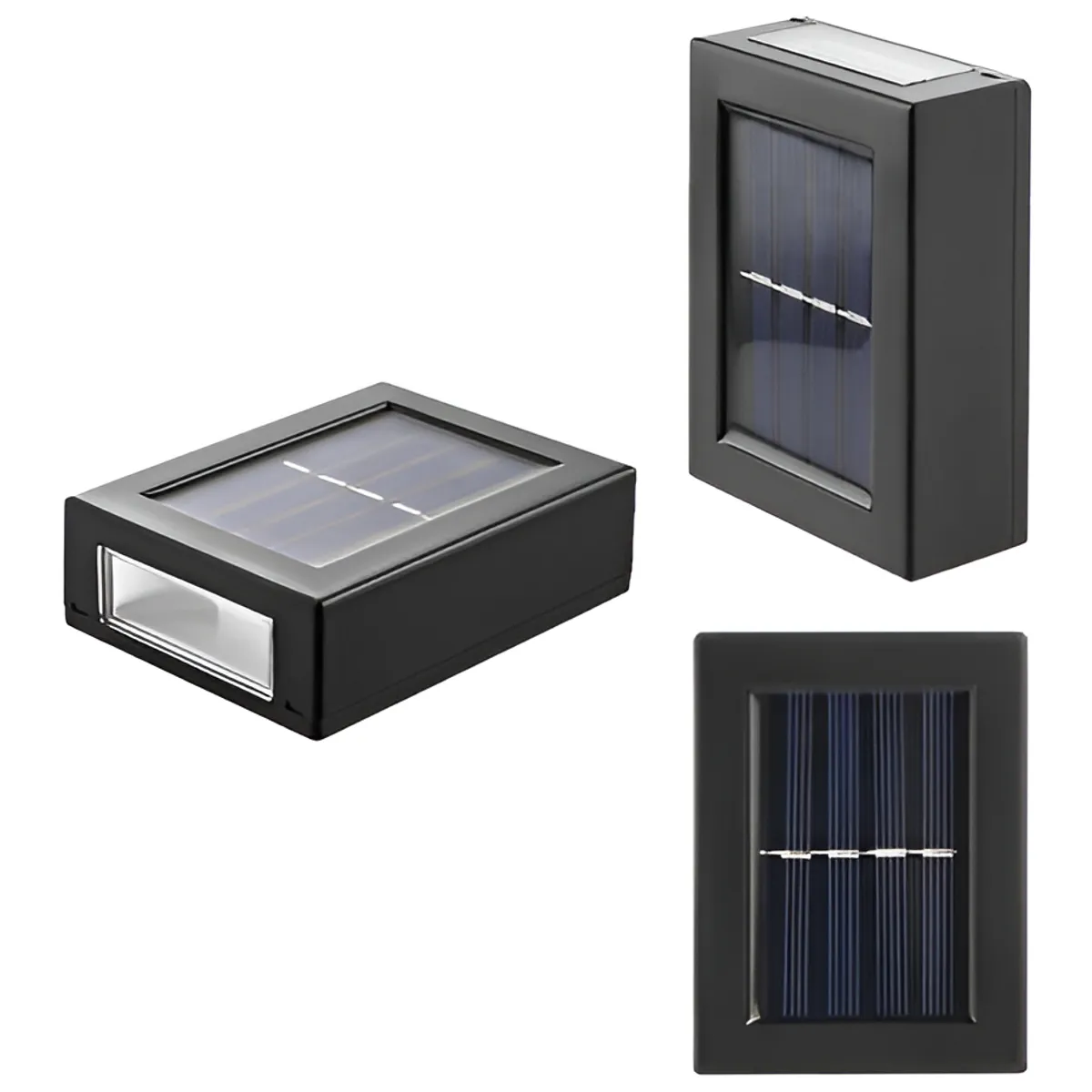 GENERICO - Pack 6 Foco Luz Aplique Solar Led Pared Exterior Luz Fria Estructura Negro