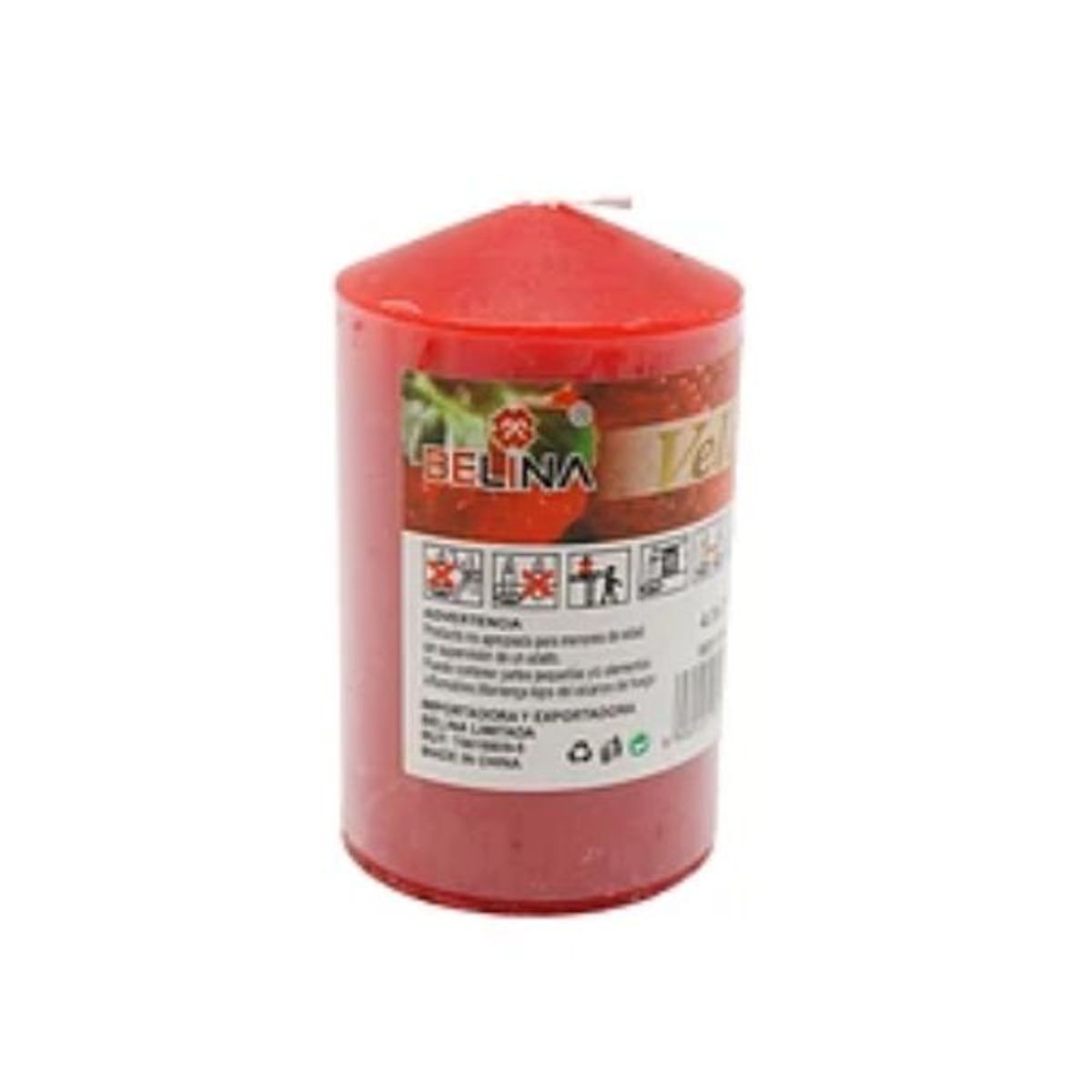 GENERICO - Vela cilíndrica roja con aroma de frutilla 5x10cm