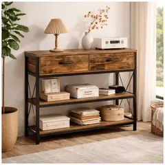 HOMER DESIGN - Mesa Lateral Arrimo 2 Cajones Multifuncional 100x30x81cm