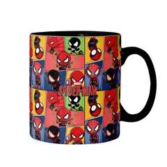 SM - Tazón Spider-Man Negro 11 oz Marvel – Taza de Café Diseño Cómic de Spider-Man
