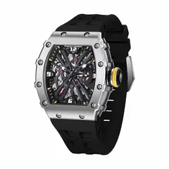 PAGANI - Reloj Design Movimiento Japonés Vh65 Cristal Zafiro Plateado Correa Negro