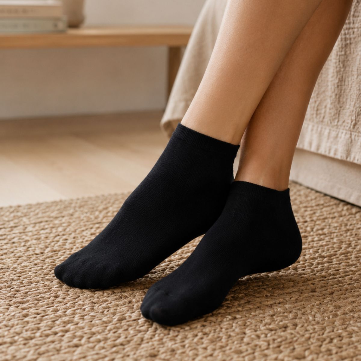GENERICO - Pack 12 Calcetines De Mujer Cortos Y Clásicos De Uso Diario Negro Liso 36-41