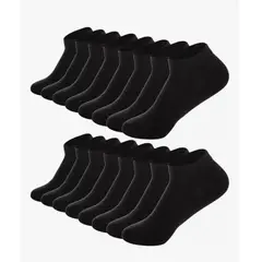 GENERICO - Pack 12 Calcetines De Mujer Cortos Y Clásicos De Uso Diario Negro Liso 36-41