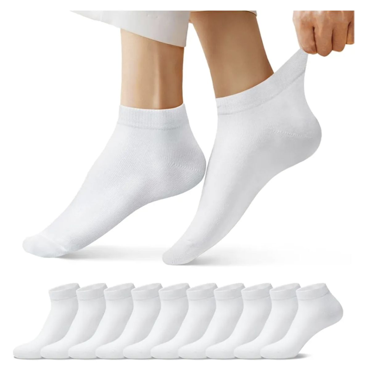 GENERICO - Pack 12 Calcetines De Mujer Cortos Y Clásicos De Uso Diario Blanco Liso 36-41