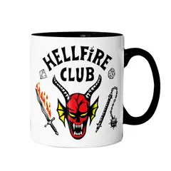SM - Tazón Hellfire Club Estilo Fantasía Taza Gamer Diseño Demonio Retro Mug Cerámica 11oz Coleccionable