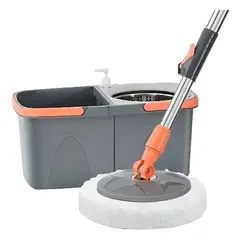 GENERICO - Mopa Trapeador Giratorio 360° Centrifugadora Doble Rueda Gris Oscuro