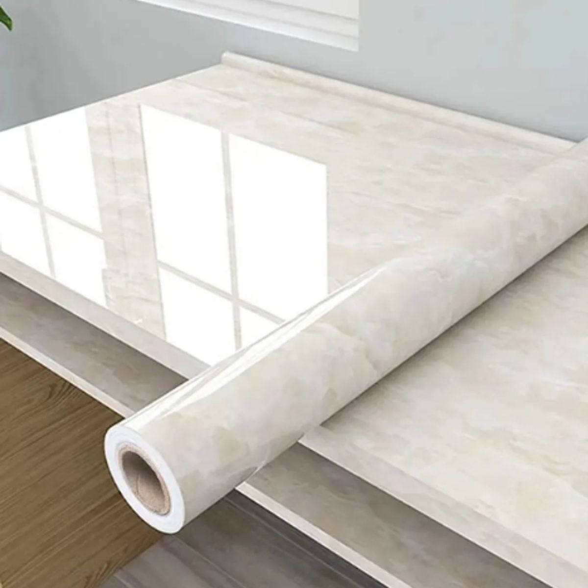 GENERICO - Papel Tapiz Adhesivo Mármol Impermeable 10 Metros Beige Beige