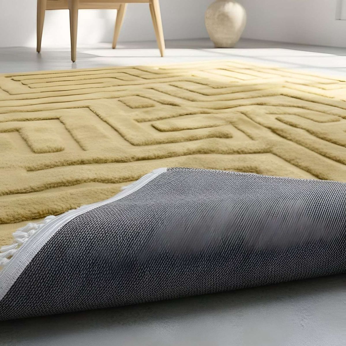 GENERICO - ALFOMBRA JACQUARD TEXTURIZADA CON DISEÑO Y FLECOS 150X200 CM