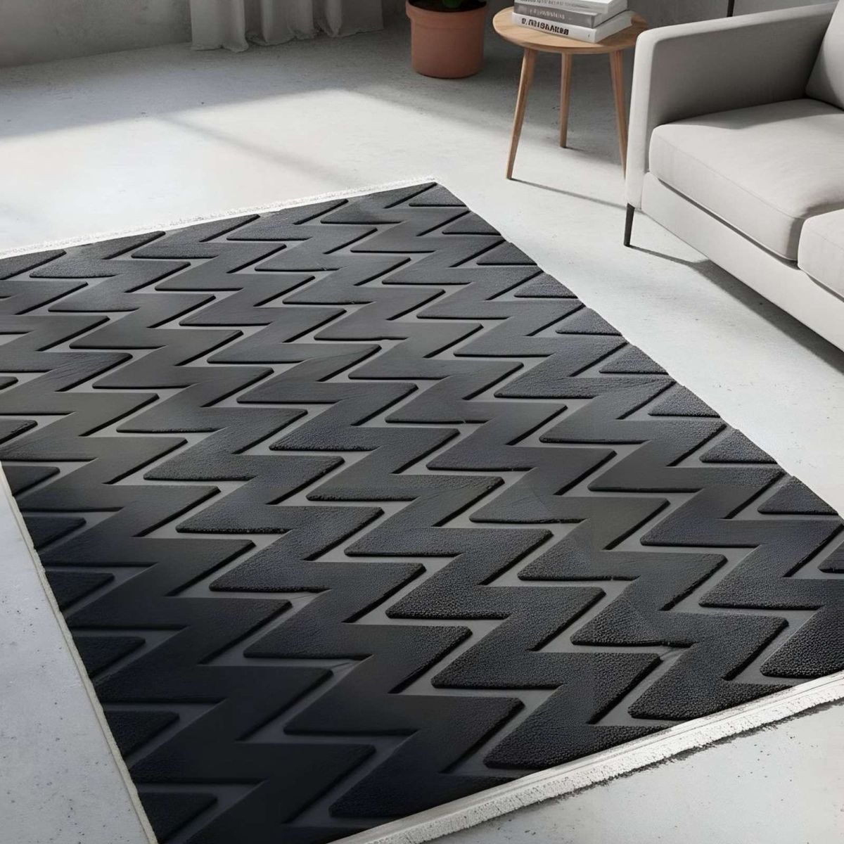 GENERICO - ALFOMBRA JACQUARD TEXTURIZADA CON DISEÑO Y FLECOS 200X240 CM