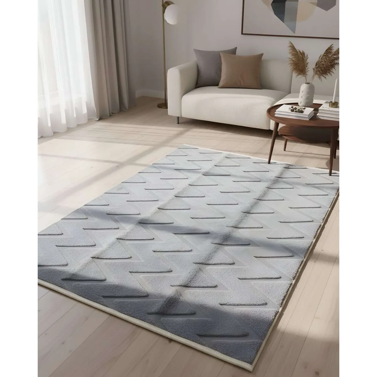 GENERICO - ALFOMBRA JACQUARD TEXTURIZADA CON DISEÑO Y FLECOS 200X240 CM.