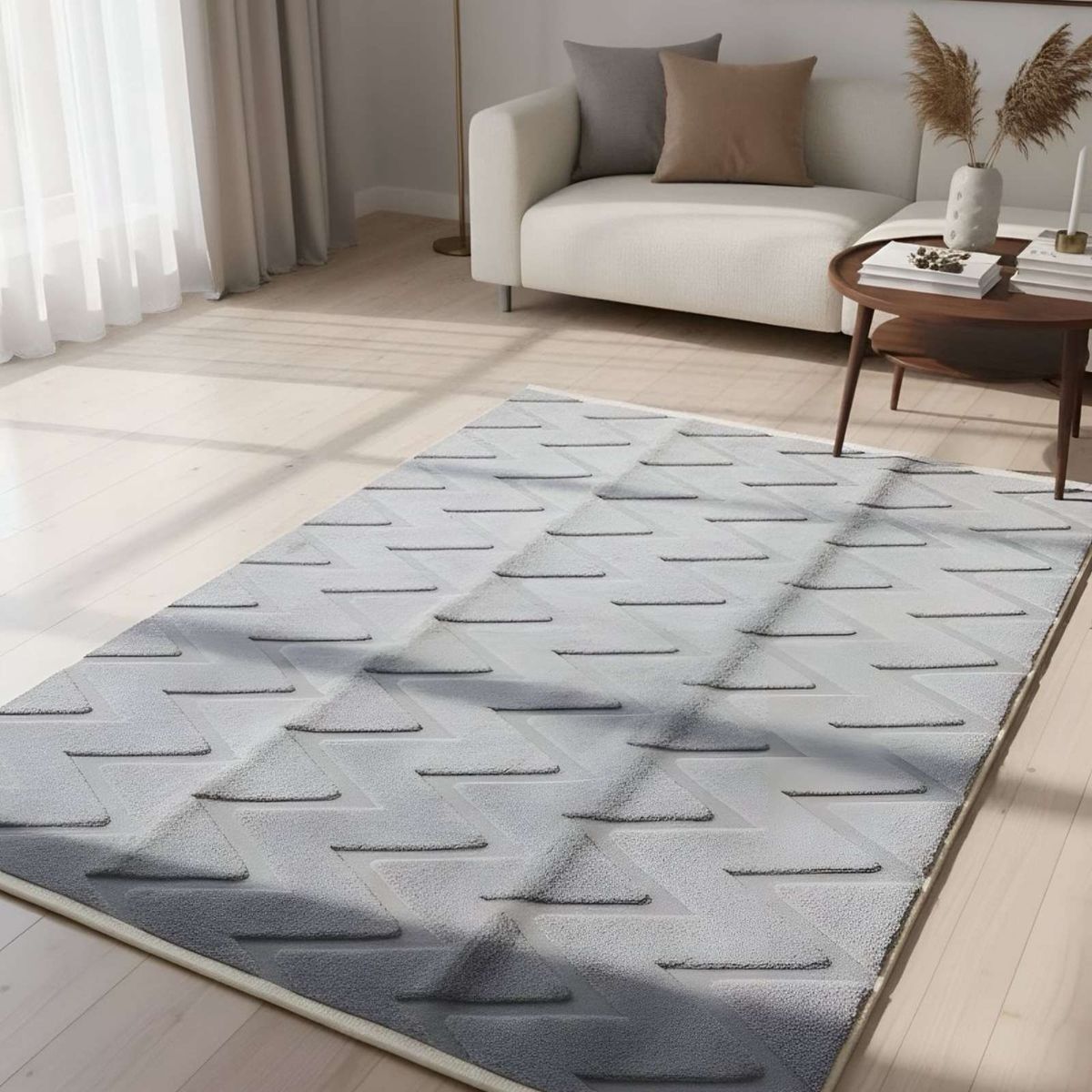 GENERICO - ALFOMBRA JACQUARD TEXTURIZADA CON DISEÑO Y FLECOS 150X200 CM