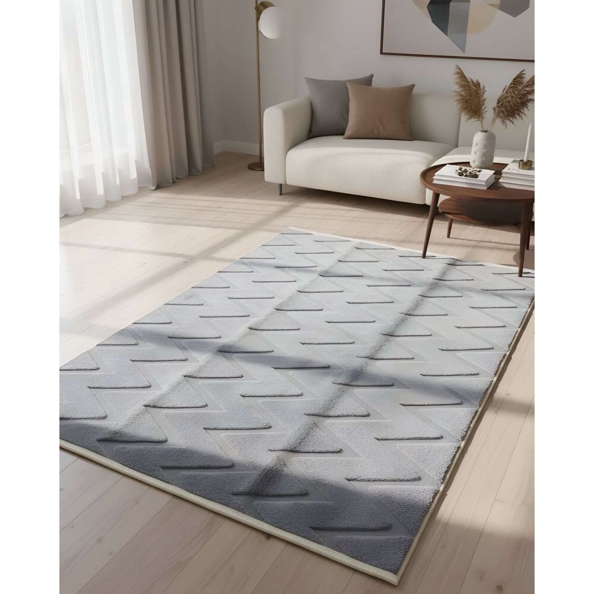 GENERICO - ALFOMBRA JACQUARD TEXTURIZADA CON DISEÑO Y FLECOS 200X240 CM