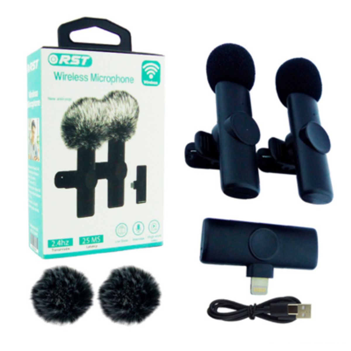 GENERICO - Microfono Inalambrico Para Smartphone Set X 2 Conexion Para Iphone Y Protector De Viento.