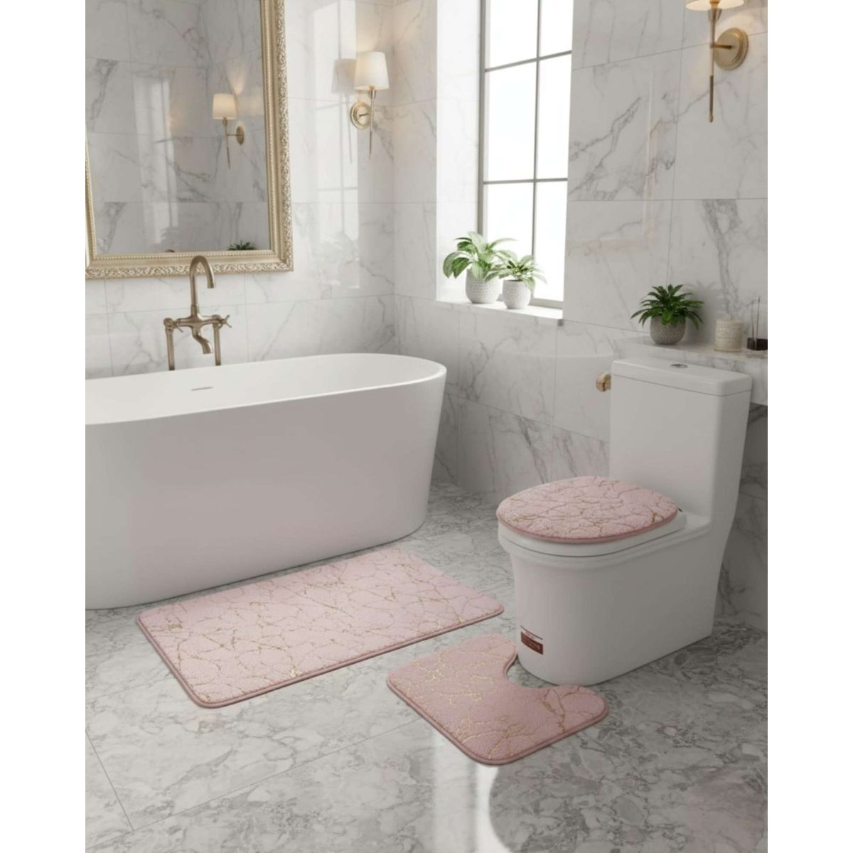 GENERICO - SET DE BAÑO DE MARMOL ATERCIOPELADOS 3 PIEZAS