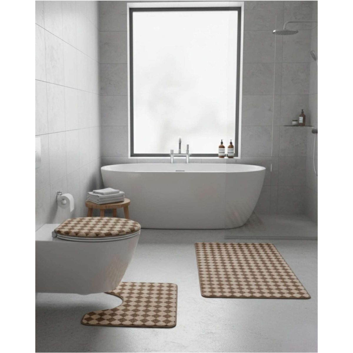 GENERICO - SET DE BAÑO 3 PIEZAS DISEÑO GEOMÉTRICO 3D