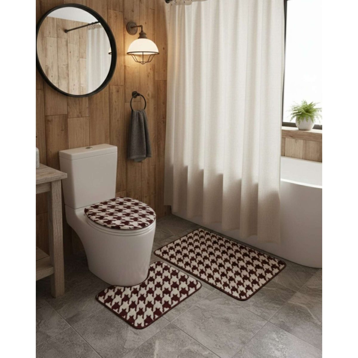 GENERICO - SET DE BAÑO 3 PIEZAS DISEÑO GEOMÉTRICO 3D