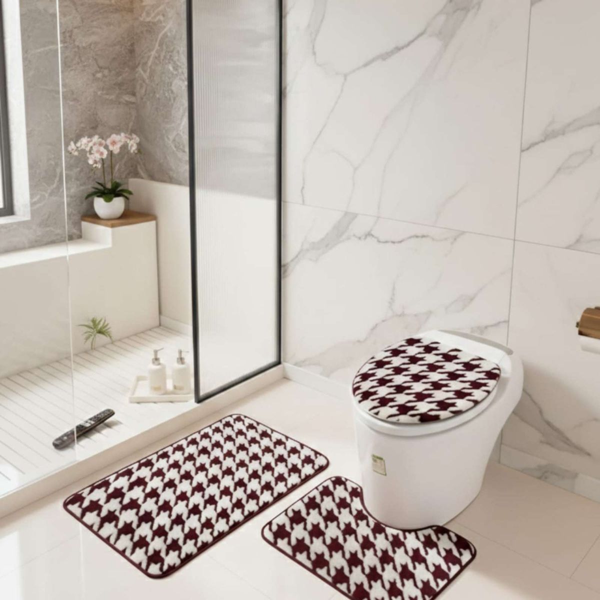 GENERICO - SET DE BAÑO 3 PIEZAS DISEÑO GEOMÉTRICO 3D