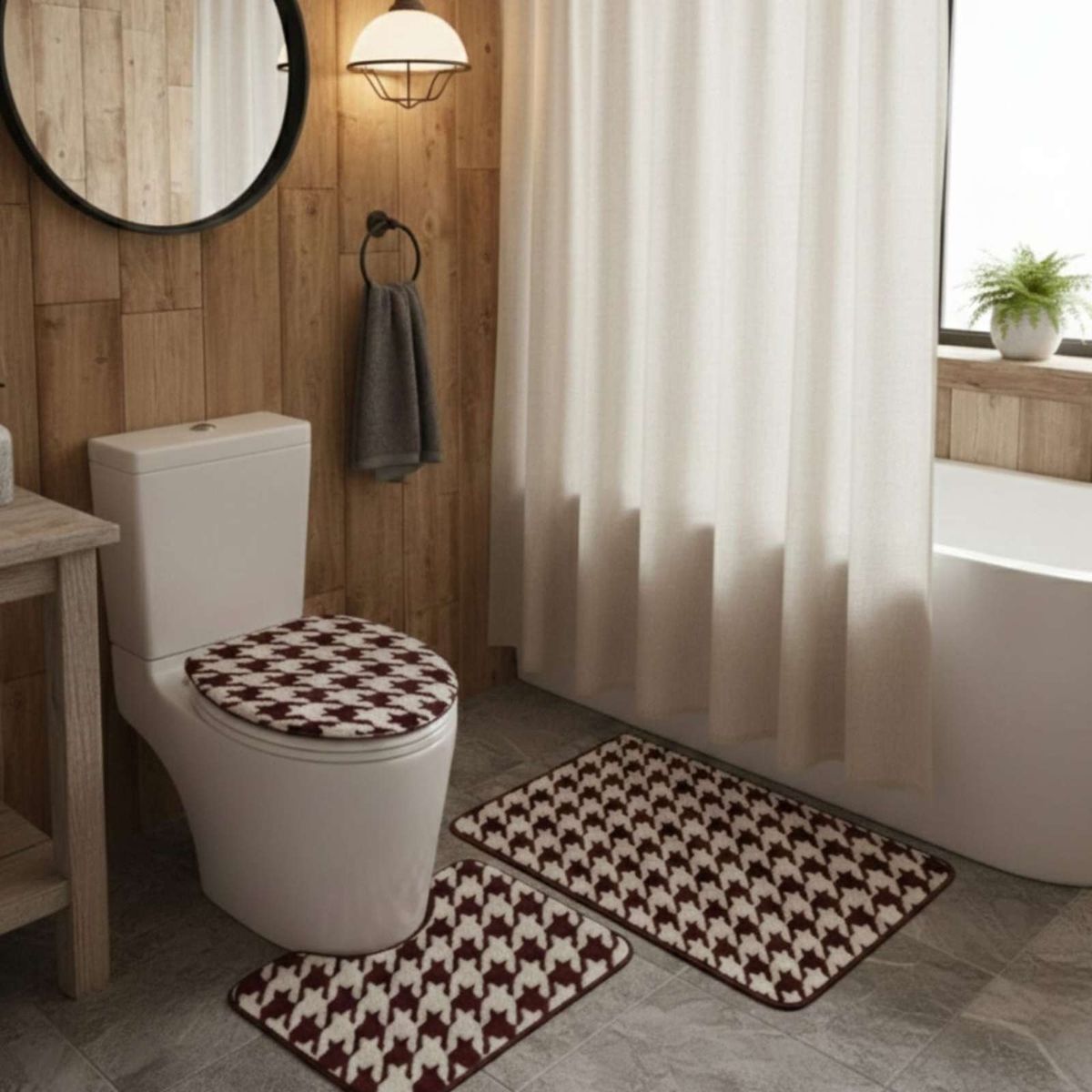 GENERICO - SET DE BAÑO 3 PIEZAS DISEÑO GEOMÉTRICO 3D