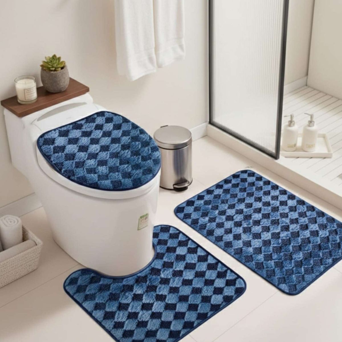 GENERICO - SET DE BAÑO 3 PIEZAS DISEÑO GEOMÉTRICO 3D