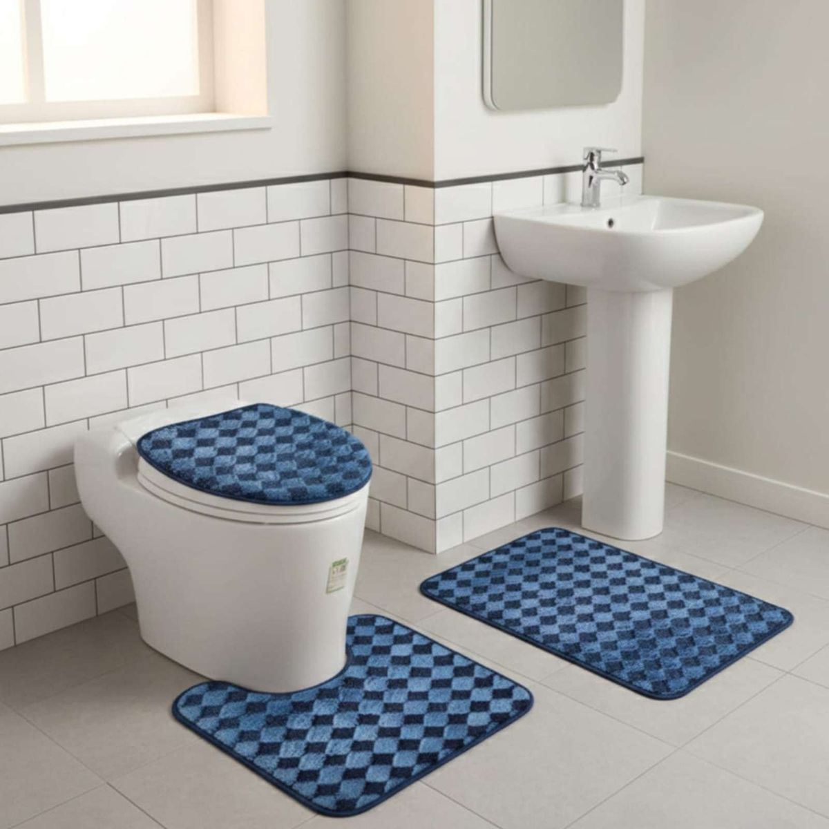 GENERICO - SET DE BAÑO 3 PIEZAS DISEÑO GEOMÉTRICO 3D
