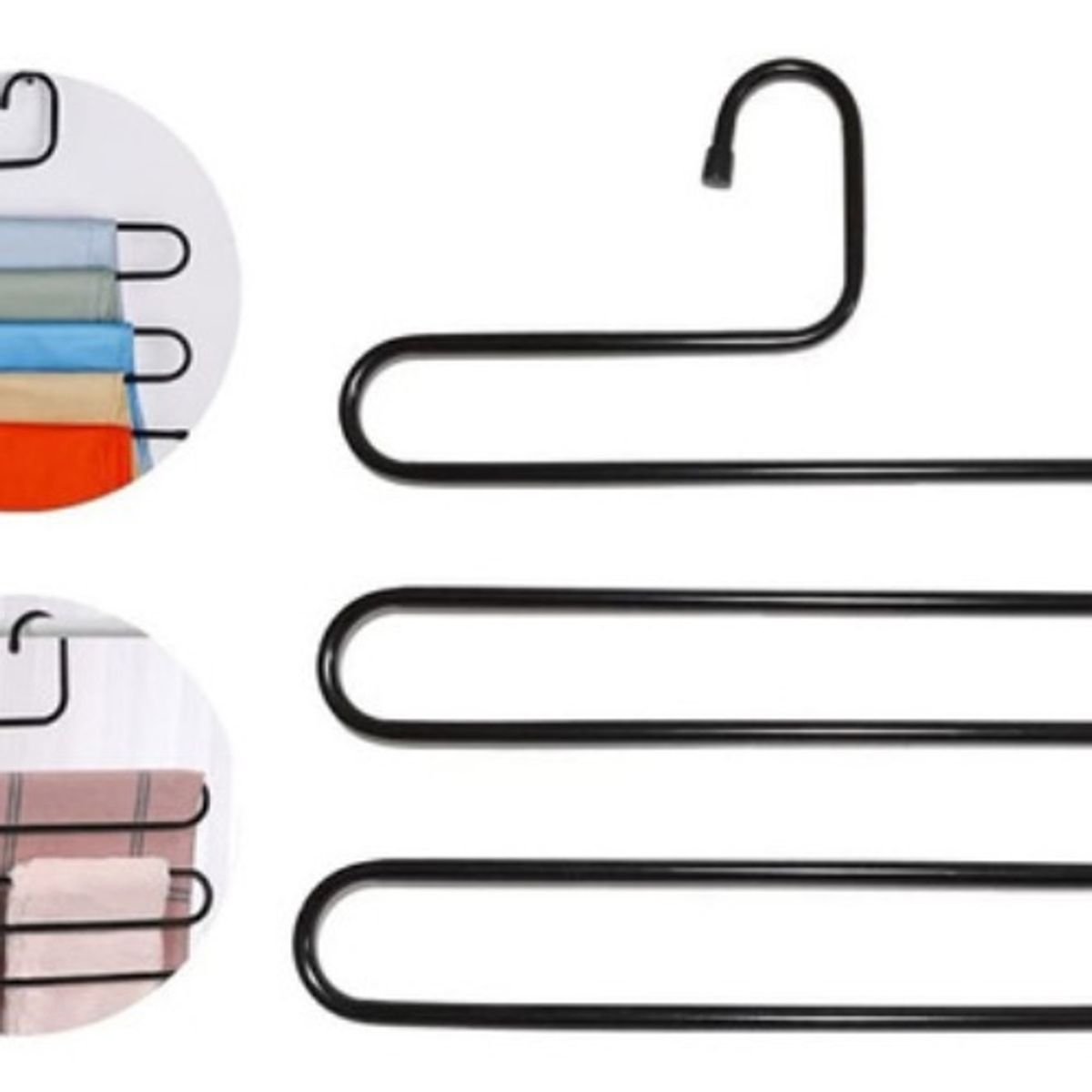 GENERICO - Colgador de pantalones multifuncional de metal con 5 separadores en color S negro