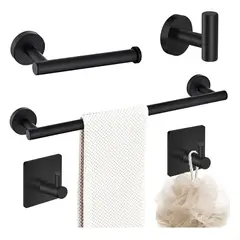 GENERICO - Juego Sets De Accesorios De Baño Toallero Negro Mate, 5pzs