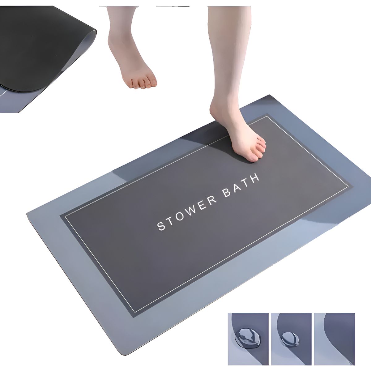 GENERICO - Tapete Alfombrilla De Baño Super Absorbente Color Gris Oscuro Geométrica