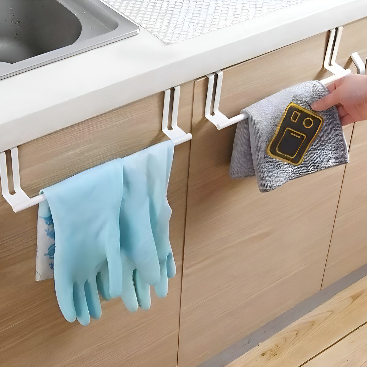 GENERICO - Soporte Colgador Para Toallas Y Paños De Cocina Color Negro
