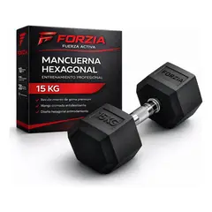 HAZ TU CLICK - Mancuerna Hexagonal 15kg Acero Y Caucho Pesa Color Negro Negro