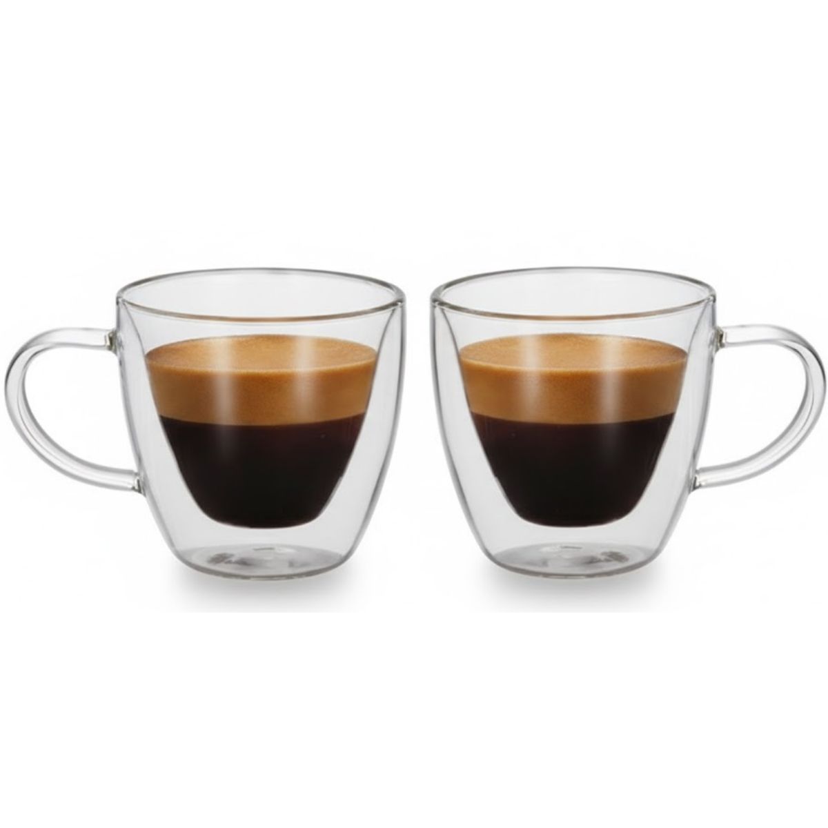 GENERICO - Set De 2 Tazas De Vidrio Doble Pared Para Café Té 80ml