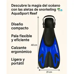 AQUASPORT - Pack Snorkeling Caribe- Traje, Máscara, Snorkel y Aletas 37-40 L