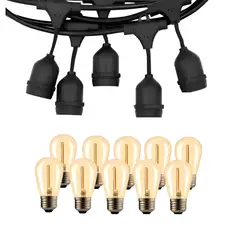 GENERICO - Guirnalda Exterior 20 Metros 20 Ampolletas Unible Luz Cálida