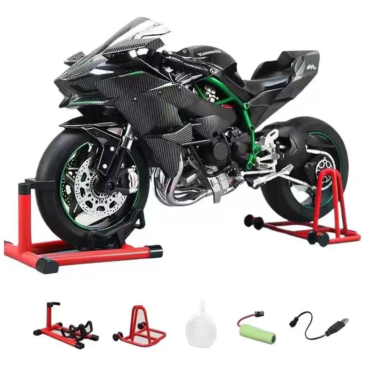 GENERICO - Motocicleta Fundida Por Inyección 16 Escala Para Kawasaki H Blackgiftbox