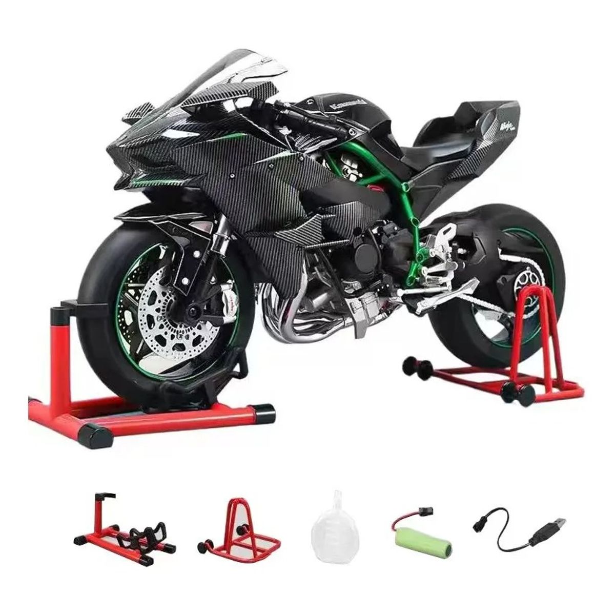 GENERICO - Motocicleta Fundida Por Inyección 16 Escala Para Kawasaki H Blackgiftbox