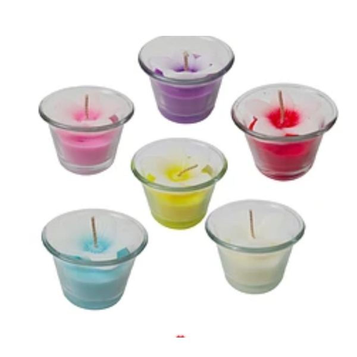 GENERICO - Velas en forma de flores 12un surtidas 5x6cm