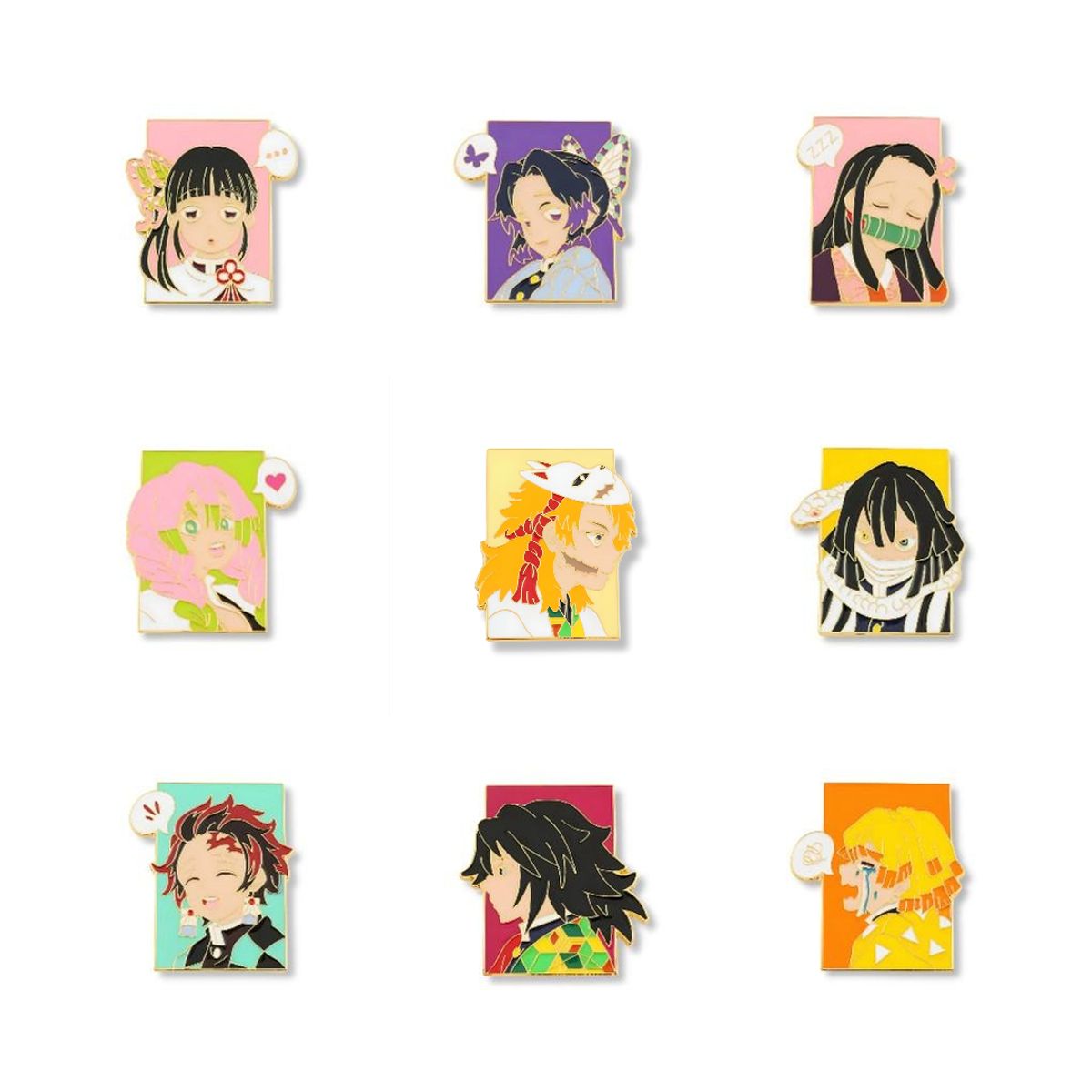 GENERICO - Pack 9 Retratos / Demon Slayer Kimetsu No Yaiba - Pines Metálicos