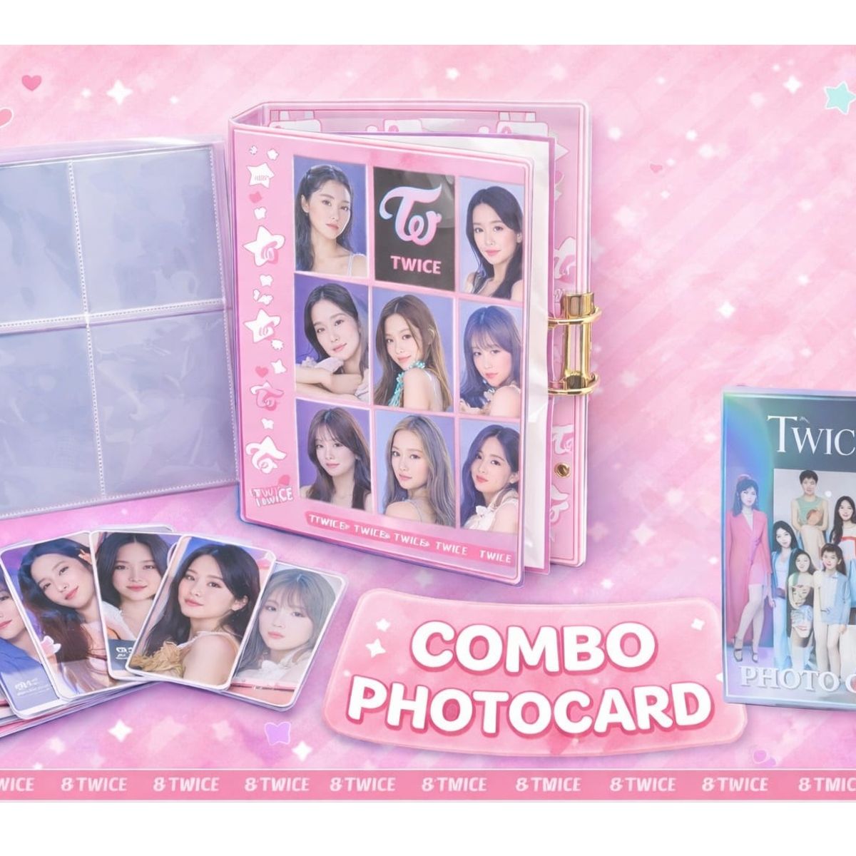 GENERICO - Twice  Binder  A5 capacidad  84 photocards  - 50 Photocards -  20 Hojas transparentes con 4 espacios