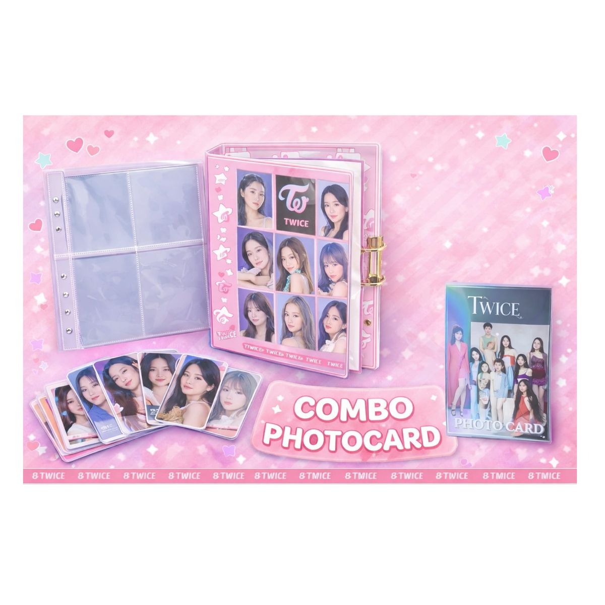 GENERICO - Twice  Binder  A5 capacidad  84 photocards  - 50 Photocards -  20 Hojas transparentes con 4 espacios