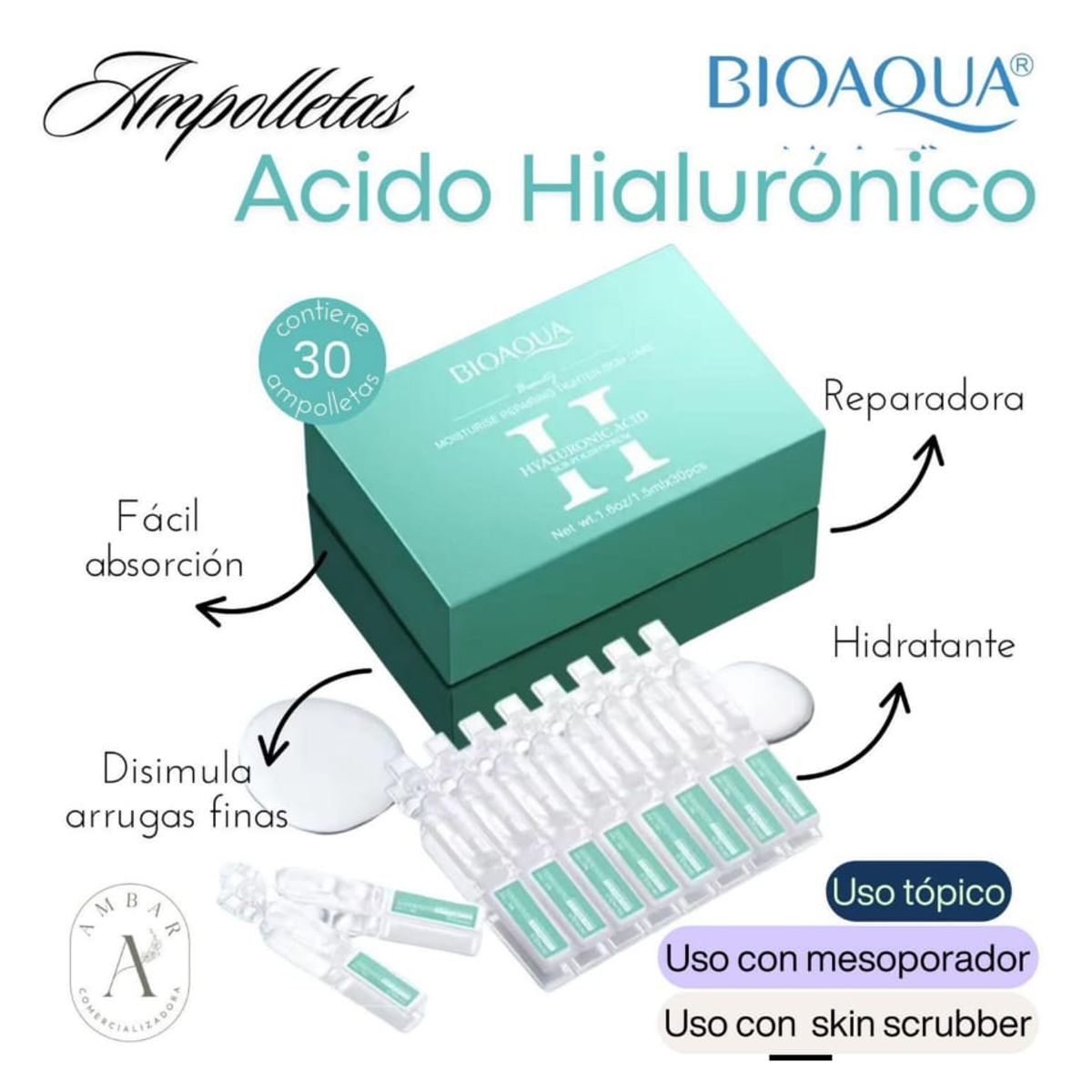 GENERICO - Serum Facial 30 Ampollas 45ml  Acido Hialuronico