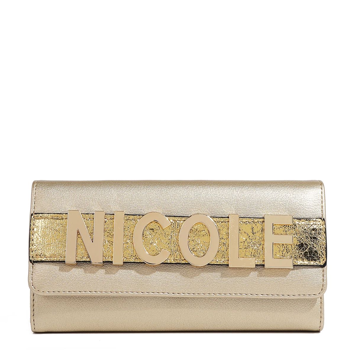 NICOLE LEE - BILLETERA CLUTCH NICOLE LEE DORADA