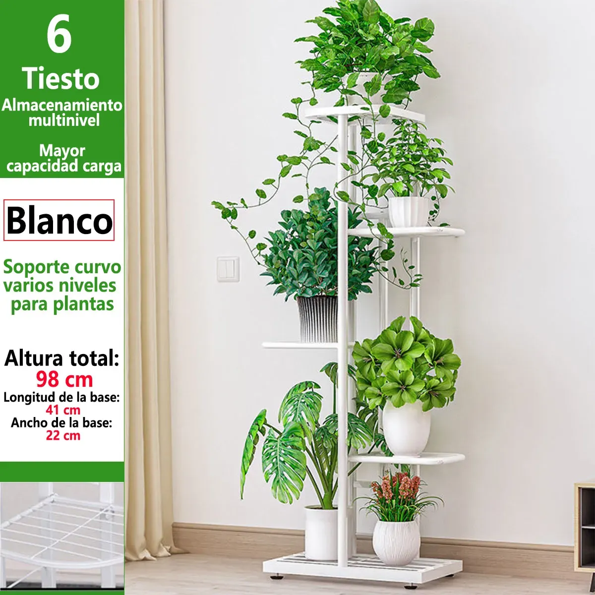 GENERICO - Organizador Vertical Para Macetas - Ideal Balcón, Jardín Blanco