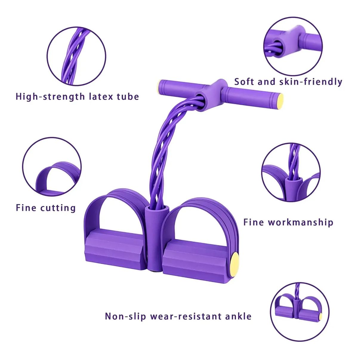 GENERICO - Banda Tubo Elastico Flex Fitness Pedal Manilla Cuepo Violeta