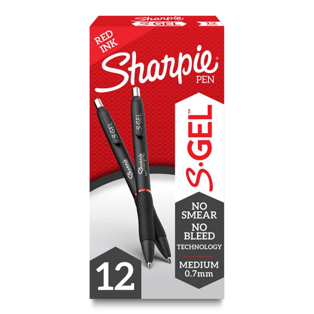 SHARPIE - Caja 12 Bolígrafos S‑Gel Sharpie 0,7mm Rojo Punta Media