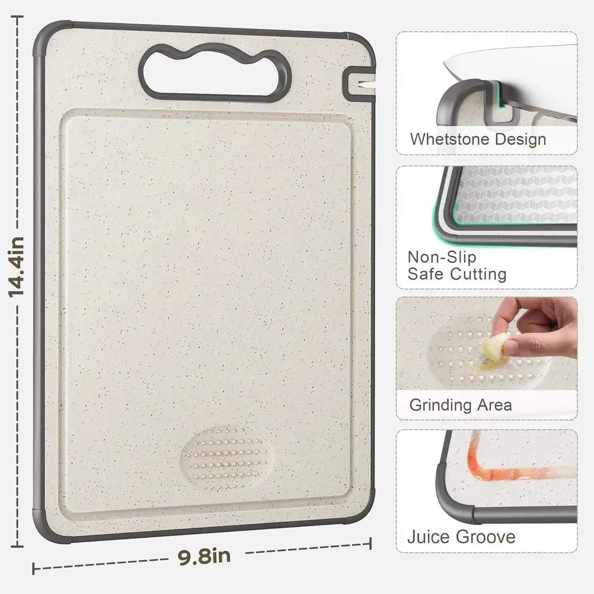 GENERICO - Tabla De Cortar Doble Cara Acero Inoxidable 304 Para Cocina Geométrico Beige