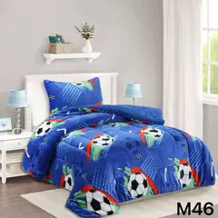 GENERICO - Cobertor Chiporro Invierno 1.5 Plazas + 1 Funda de Almohada - Azul Balones M46