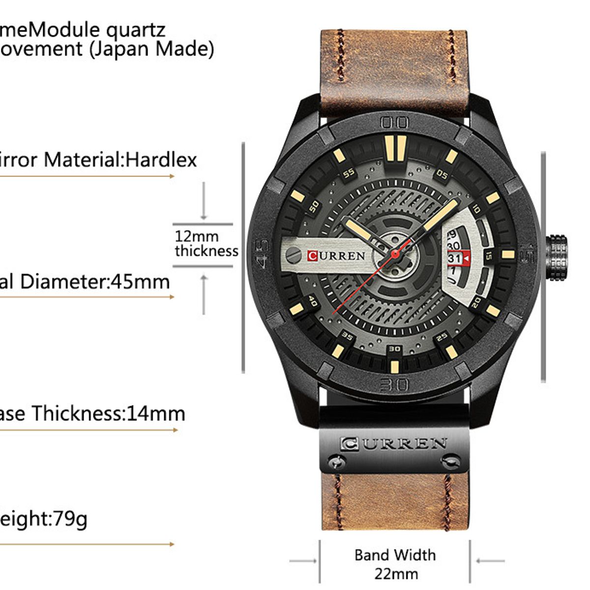 CURREN - Reloj Curren Hombre - Rojo